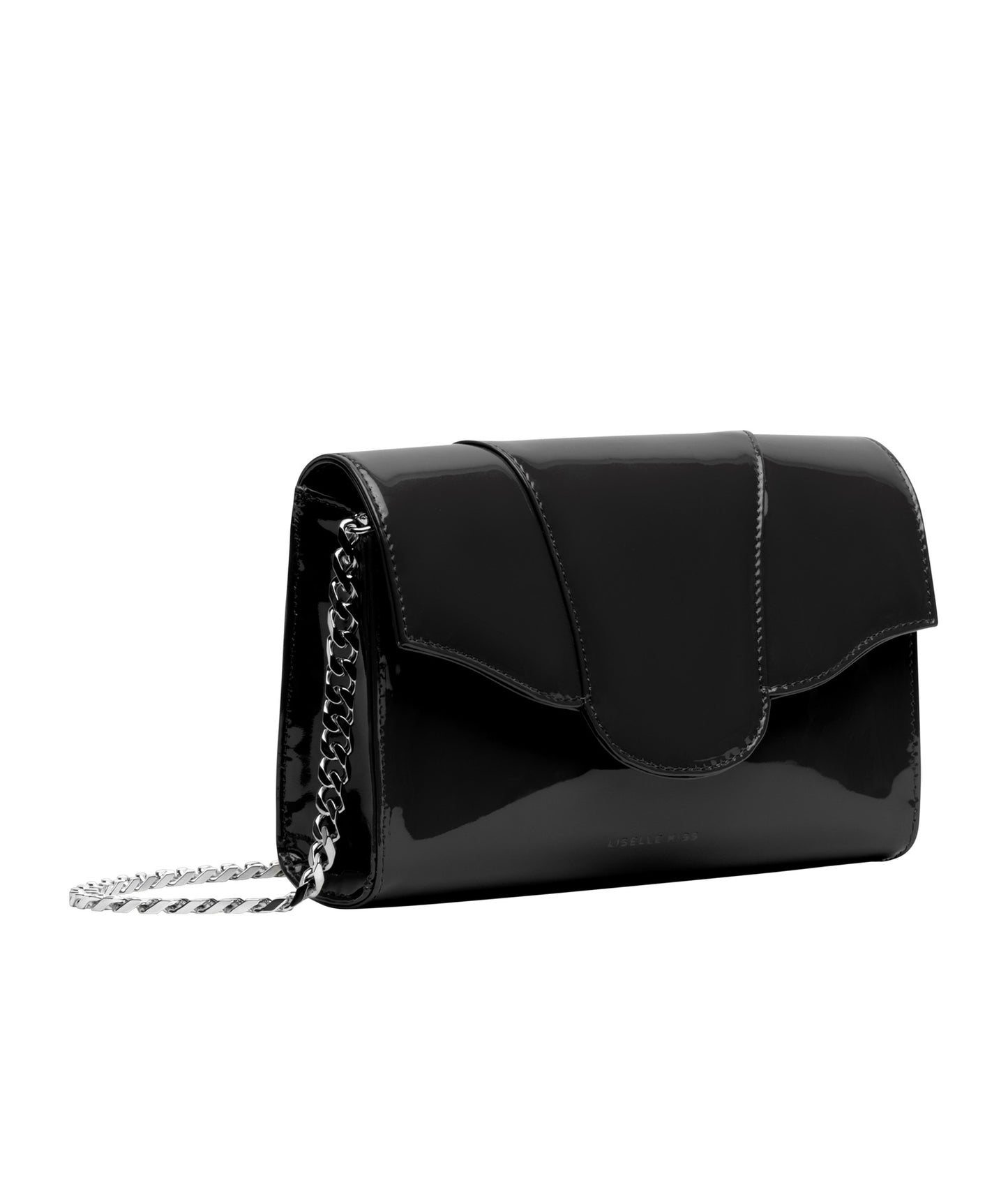 Allie Black Glossy Italian Leather Clutch