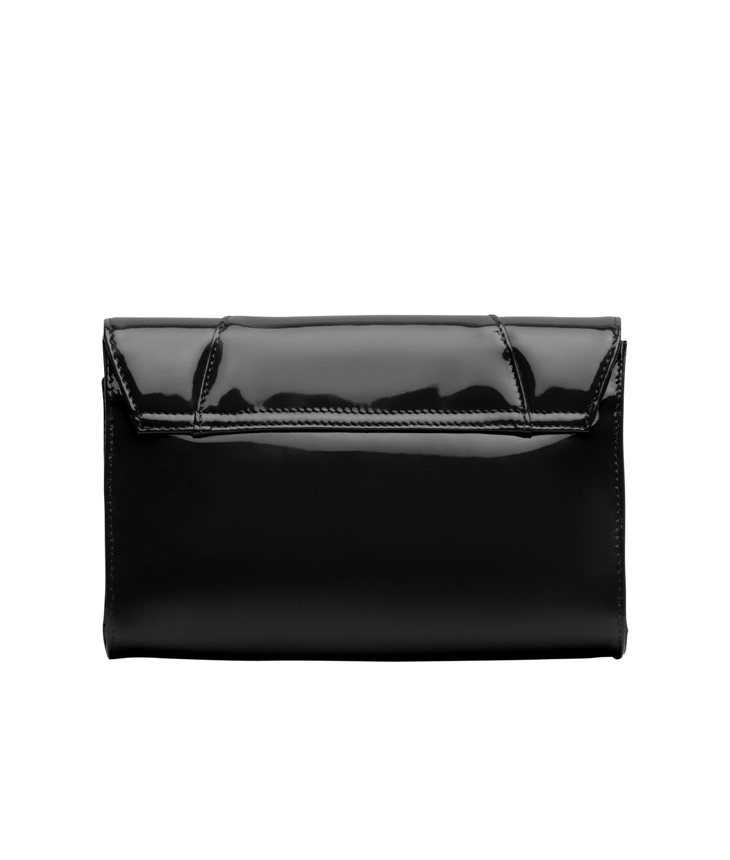 Allie Black Glossy Italian Leather Clutch