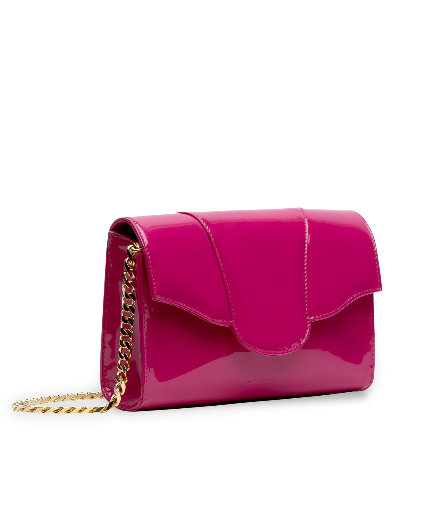 Allie Neon Pink Glossy Italian Leather Clutch