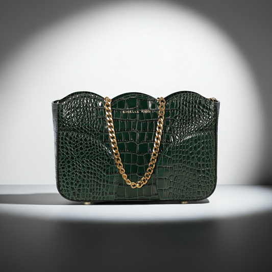 The Liselle Bag in Green Embossed Leather (Made-to-Order)