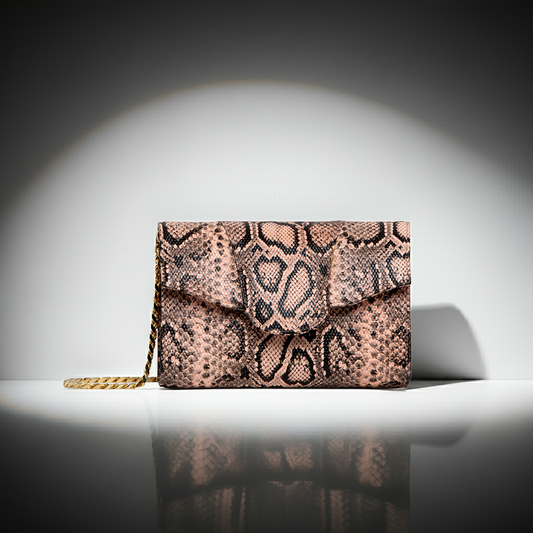 Allie Clutch Pink Snake Embossed Leather (Limited Edition)