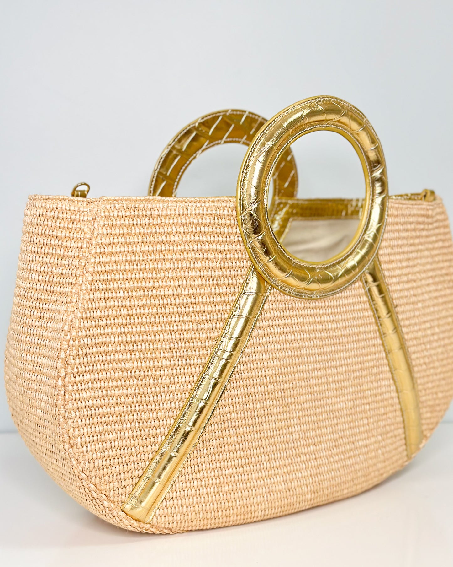 Afiya Tote in Gold Croc Raffia (Limited Edition)