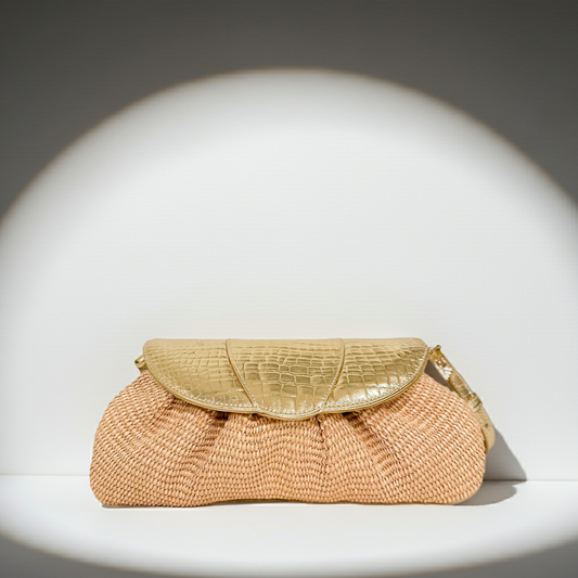 Sasha Clutch Gold Croc Raffia (Limited Edition)