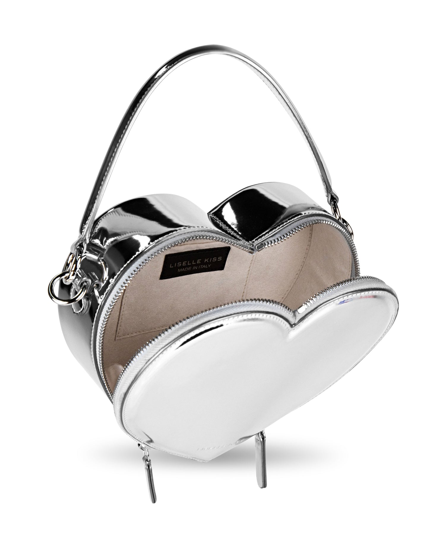 Harley Silver in Mirrored Vegan Leather - Liselle Kiss