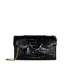 Allie Black Embossed Croc Clutch - Liselle Kiss