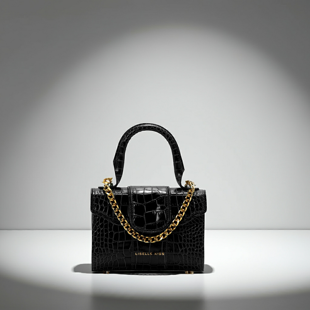 Mini Meli Bag in Black Embossed Leather (Made-to-Order)