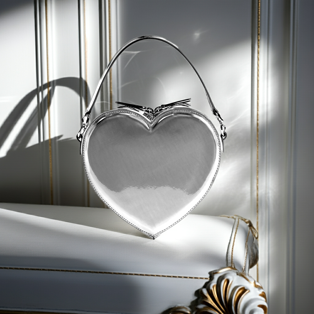Liselle Kiss Heart Bag Mirrored Vegan Leather