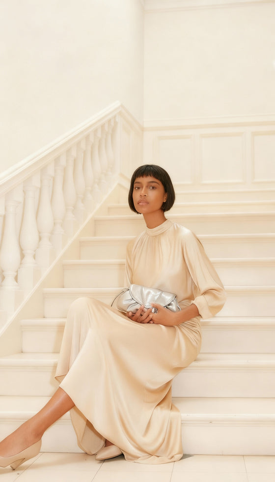 Sasha Clutch in Distressed Silver Suede