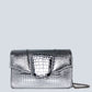 Allie Silver Croc Embossed Leather