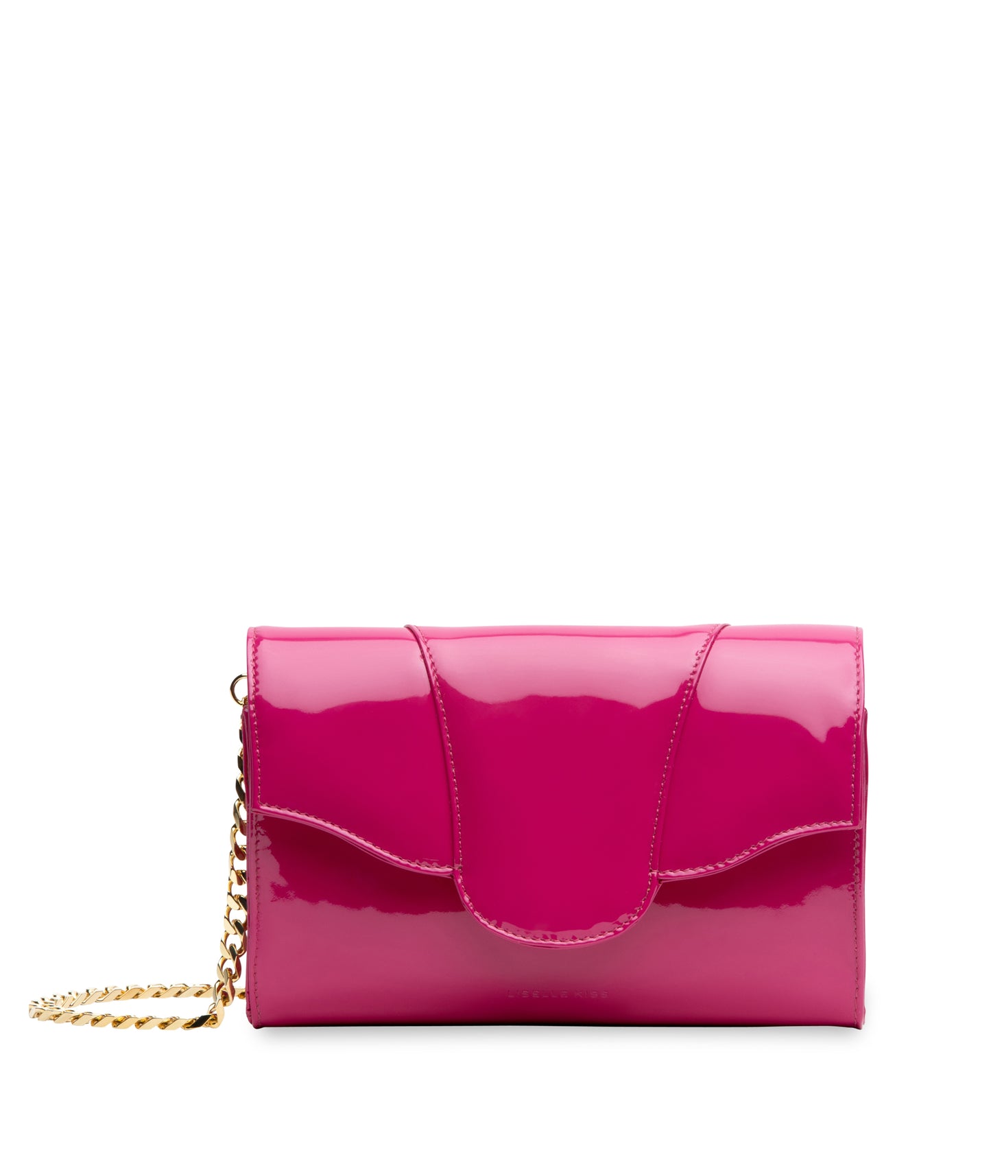 Allie Neon Pink Glossy Italian Leather Clutch