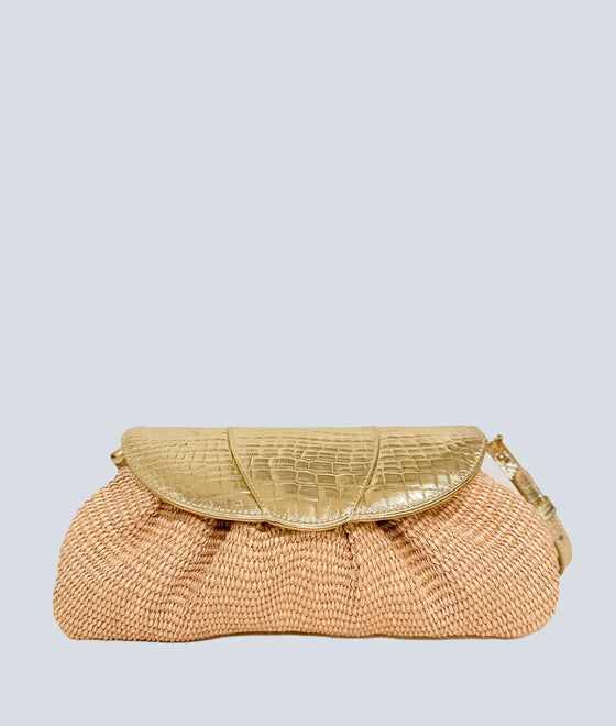 Sasha Clutch Gold Croc Raffia (Limited Edition)