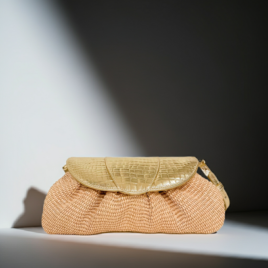 Sasha Clutch Gold Croc Raffia (Limited Edition)