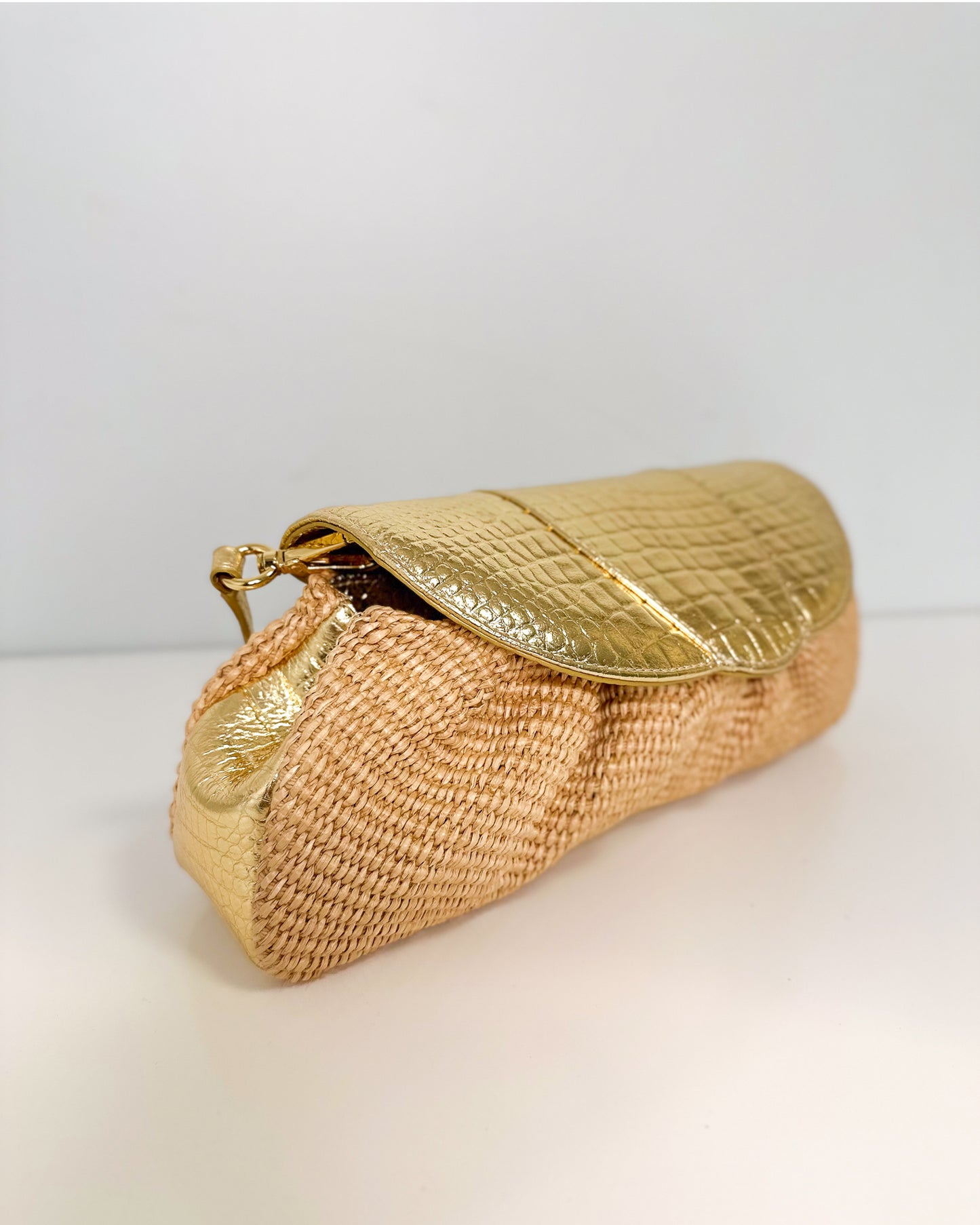 Sasha Gold Croc Raffia