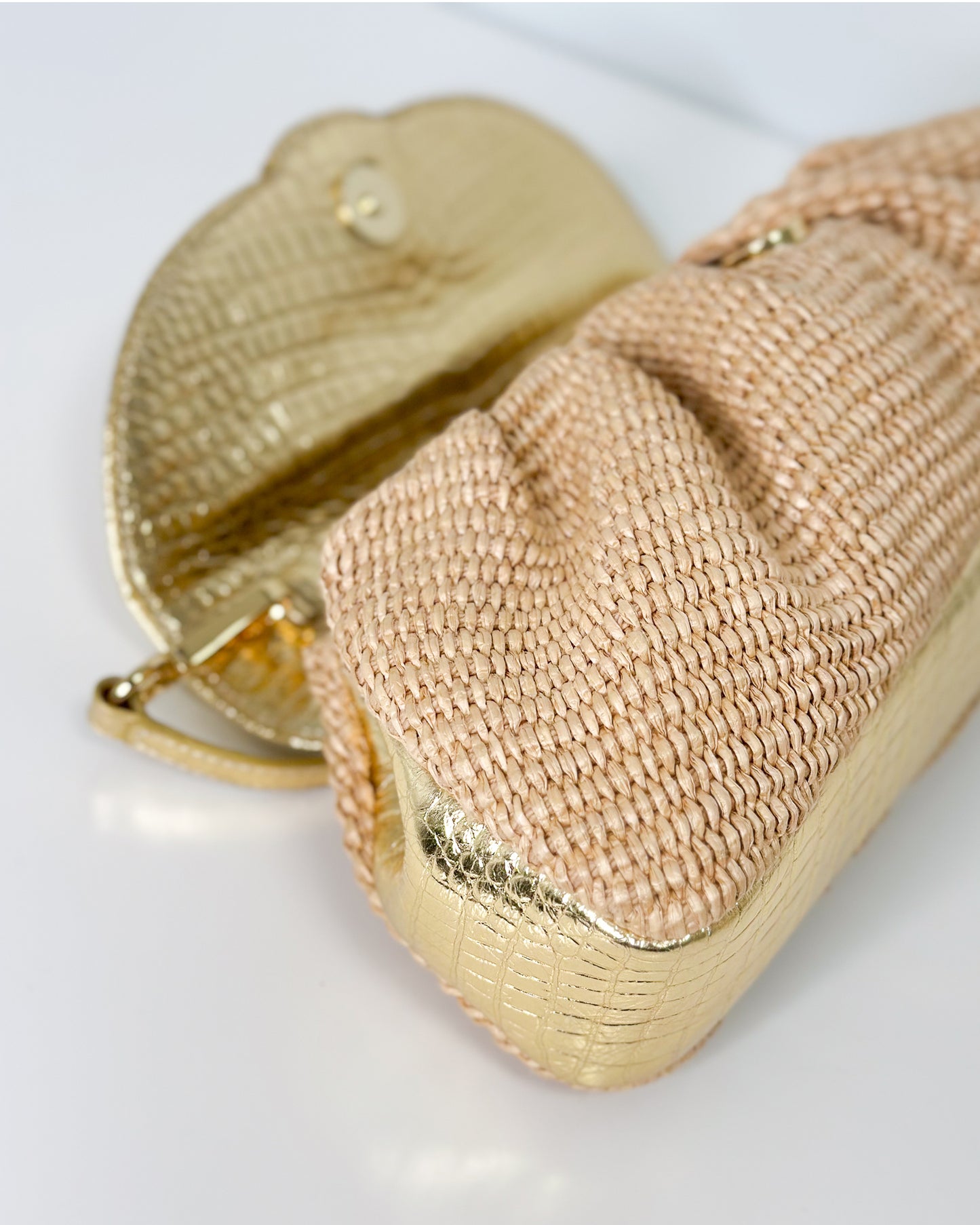 Sasha Gold Croc Raffia