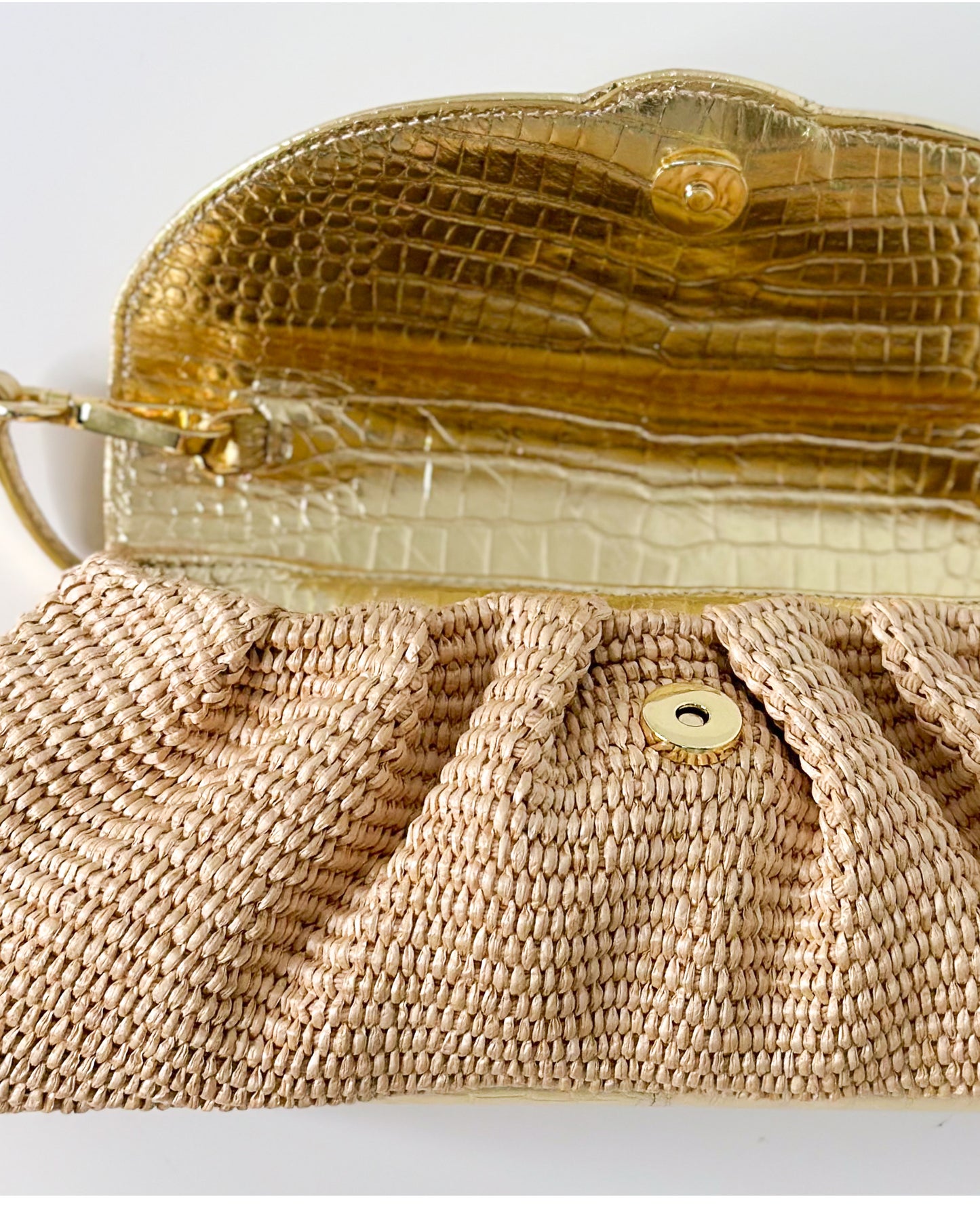 Sasha Gold Croc Raffia