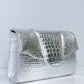 Allie Silver Croc Embossed Leather