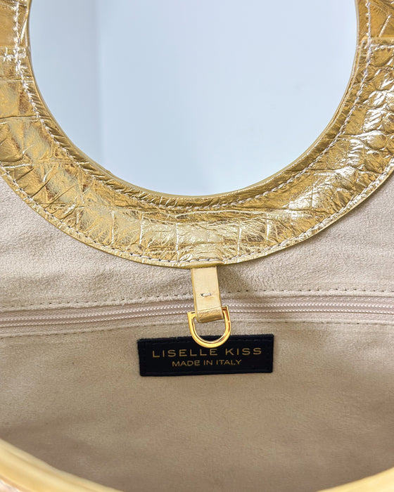 Afiya Tote in Gold Croc Raffia (Limited Edition)