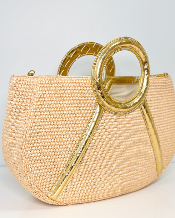 Afiya Tote in Gold Croc Raffia (Limited Edition)