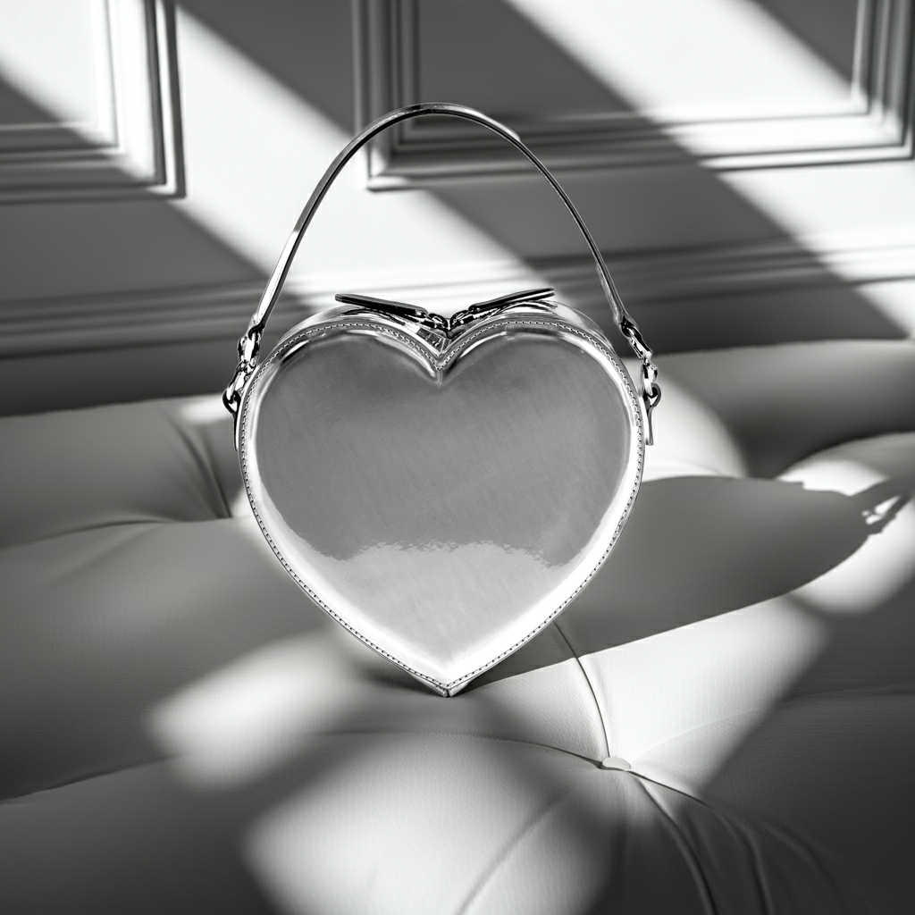 Liselle Kiss Heart Bag Mirrored Vegan Leather