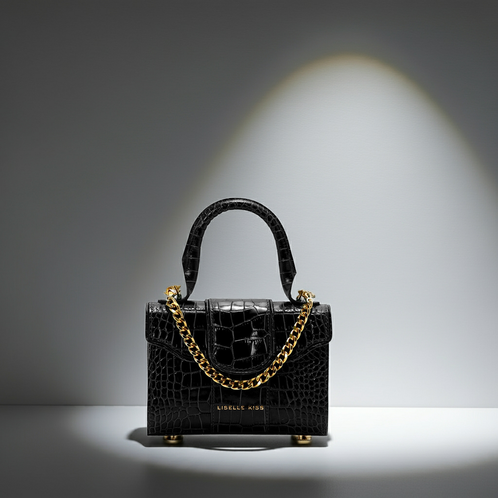 Mini Meli Bag in Black Embossed Leather (Made-to-Order)